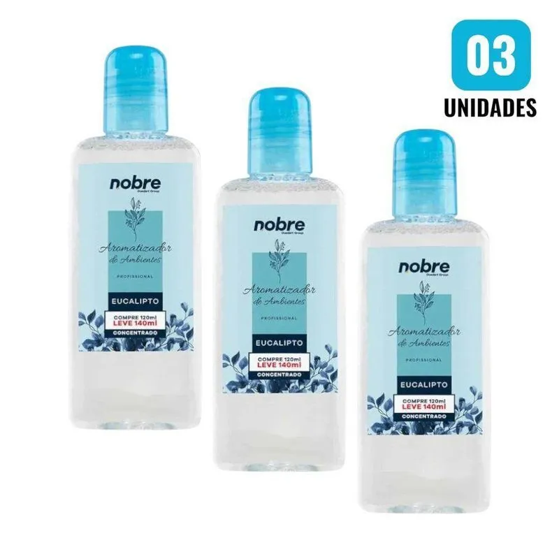 Kit 3 Aromatizantes De Ambiente Aroma Eucalipto Líquido Concentrado Com Longa Duração 140ml