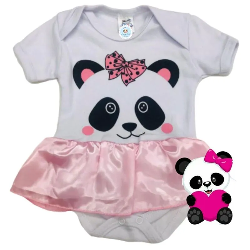 Body Bebê Personagem Pandinha Rosa