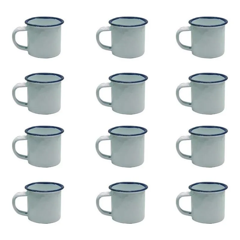 Caneca Esmaltada Retro 350Ml Vintage Jogo 288 Pcs - Branco