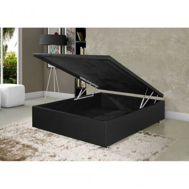 Cama Box Baú Casal Rr Colch0es Suede Preto 41x138x188