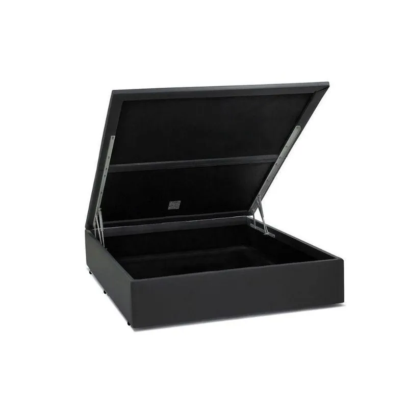 Cama Box Baú Blindado Casal Homequeen Sintético Cinza 41x138x188