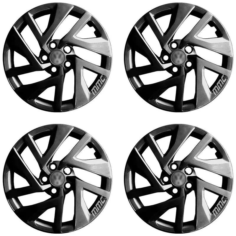 4x Calota Novo Virtus 2023 Aro 15 Black Logo Aluminio 197cp