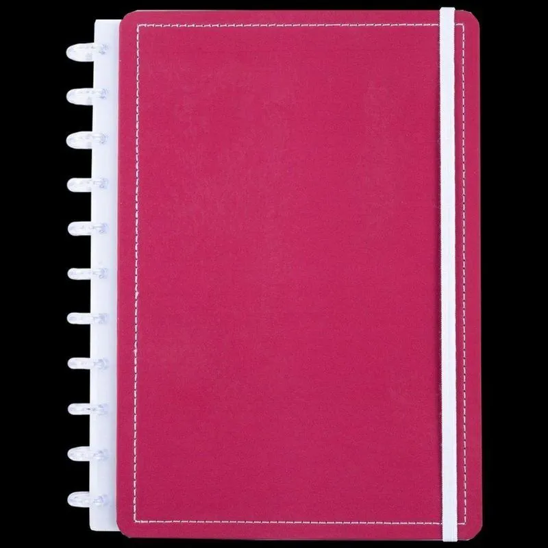 Caderno de Disco Disko Rose Wine Grande g Capa Dura com Elástico Vermelho