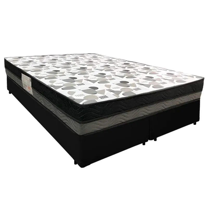 Cama Box Casal Sintético Bipartido + Colchão Ortobom iso Dupla Face 60x138x188