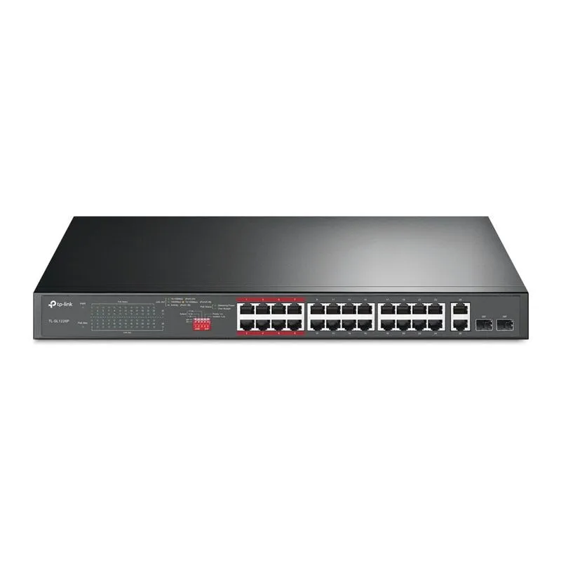 Switch Tp-link Tl-sl1226p 24 Portas Gigabit 24*10/100mbps Poe+ 250w Gerenciável Rack 19" Ideal Para Redes Empresariais