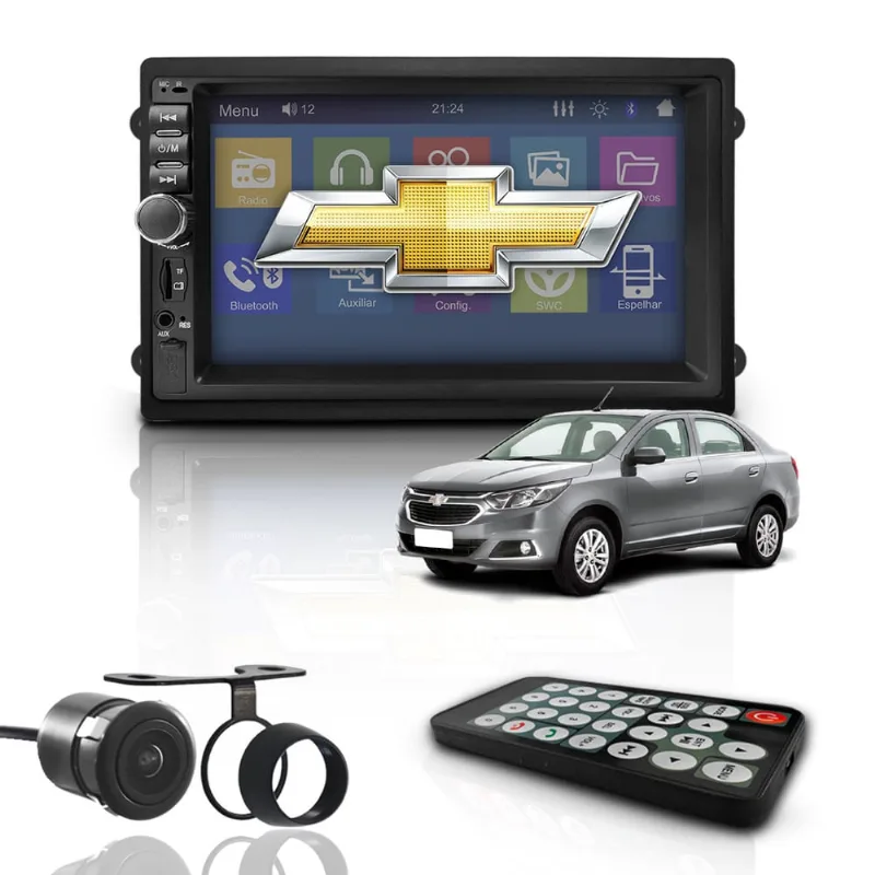 Kit Central Multimídia 7 Polegadas 2 Din Mp5 Bt Espelha Dvd Gm Cobalt