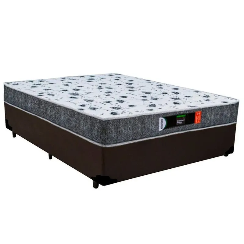 Cama Box Casal 138x188cm Resistente Pró D28 Ortopédica Espuma Marrom e Cinza Colchões