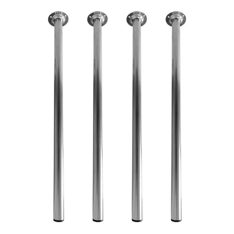 Kit 4 Pe Para Moveis De Aço Tubular Prata 70cm