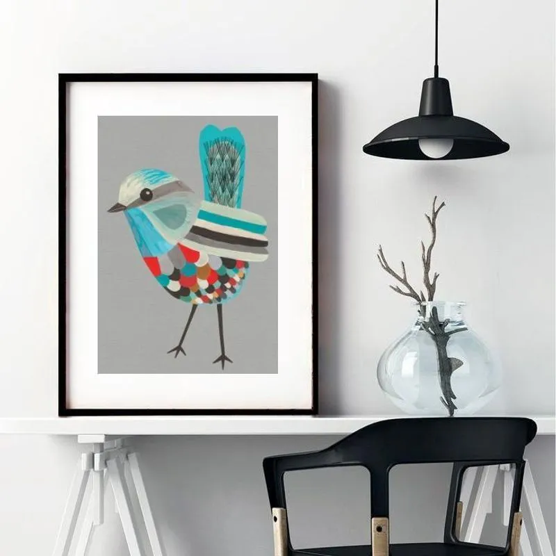 Quadro Desenho Passarinho - 60X48Cm