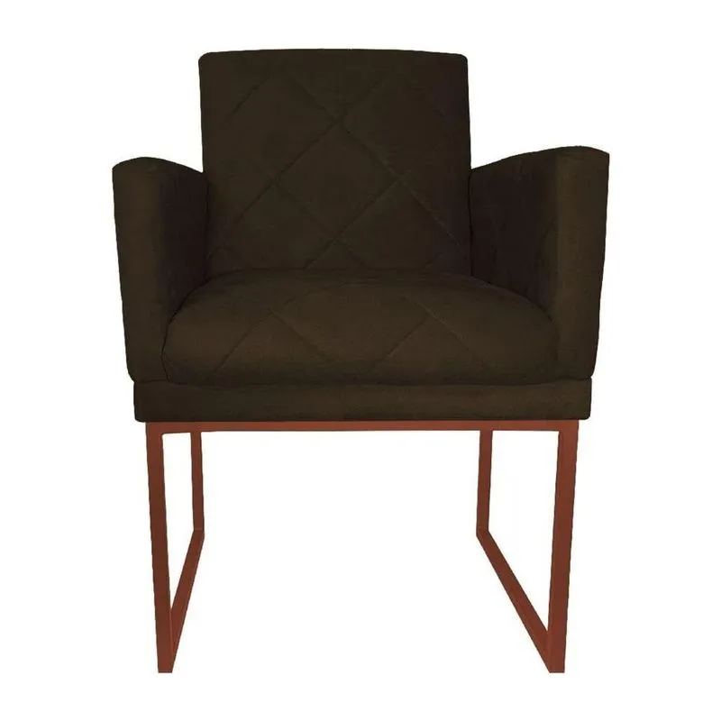 Poltrona Decorativa Sala Recepção Klara Base Bronze Suede