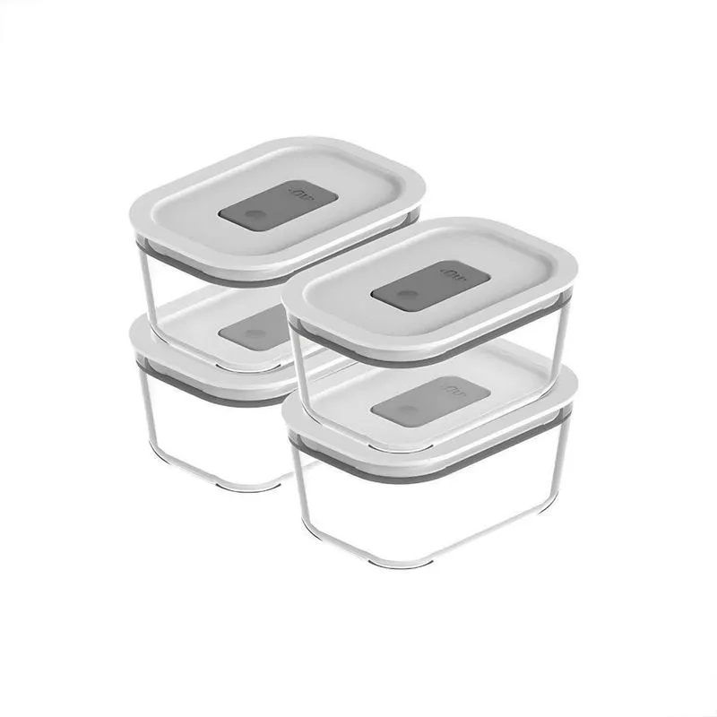 4 Potes Vidro Hermético 370Ml Fresh Lock Válvula