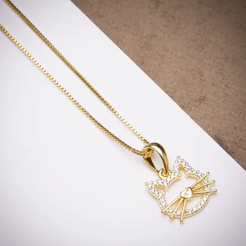 Colar Feminino gato banhado em ouro 50cm - Jerry