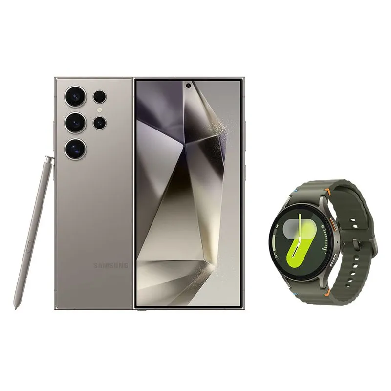 Celular Samsung S24 Ultra 512GB - Titânio Cinza + Galaxy Watch7 BT 44mm - Verde Combo