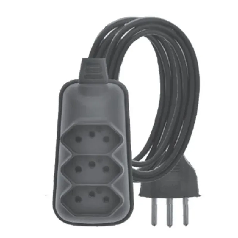 Extensao Baby Tripla 3 Mts Preto Plastimar