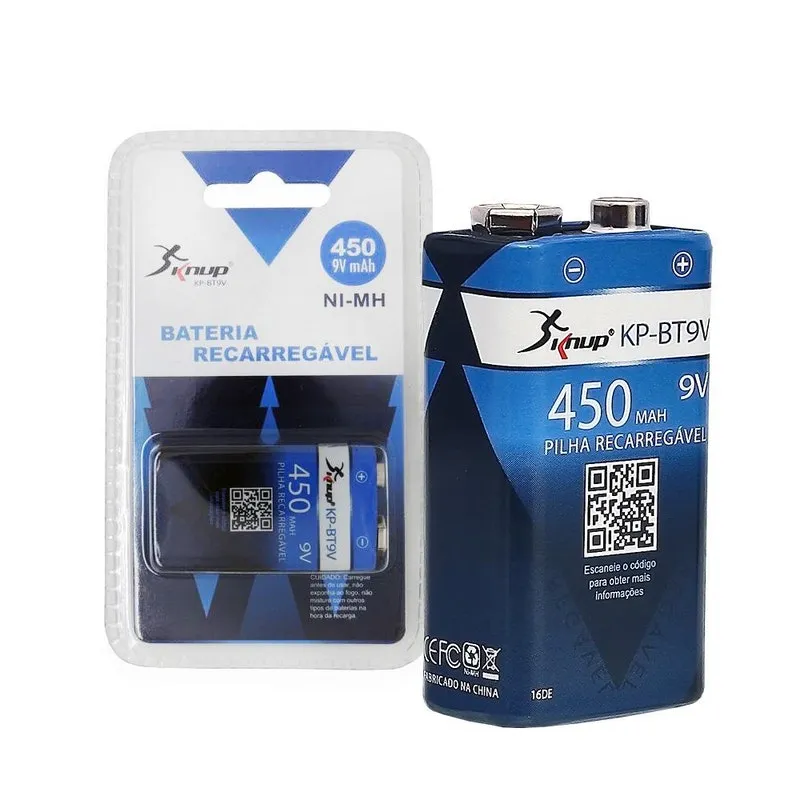 Pilha Recarregavel 9v 450mah Knup
