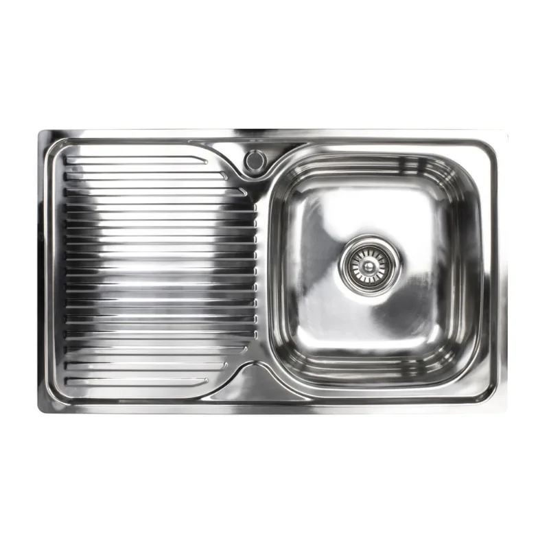 Cuba em Açõ Inox Polido Cozinha com Escorredor 78 x 48 cm