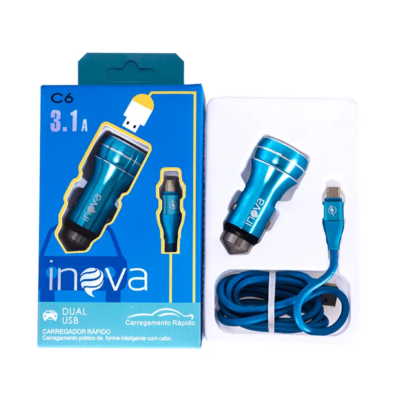 Carregador Automotivo Azul Inova Car-5073-c6