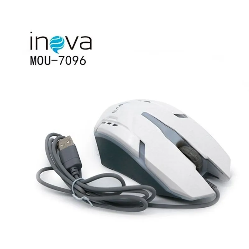 Mouse Óptico Inova com fio e Conexão USB - Branco