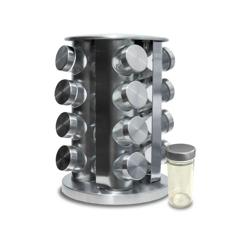 Conjunto de Porta Temperos Inox - 16 Pçs
