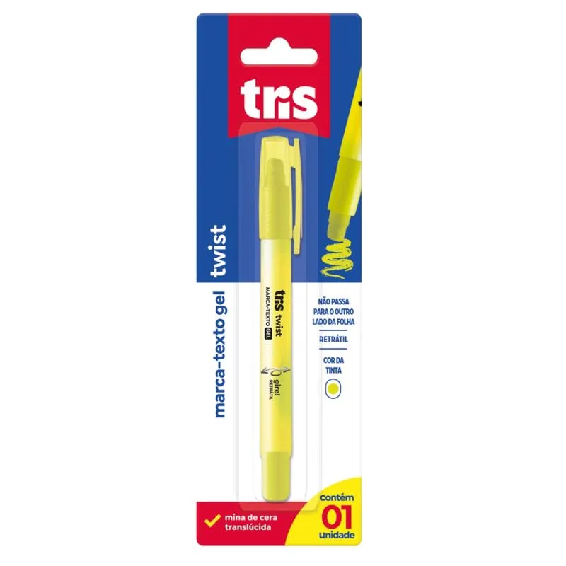 Marca-texto Gel Twist 1un 14cm Tris Ponta Gel Retrátil Marca texto gel twist am tris