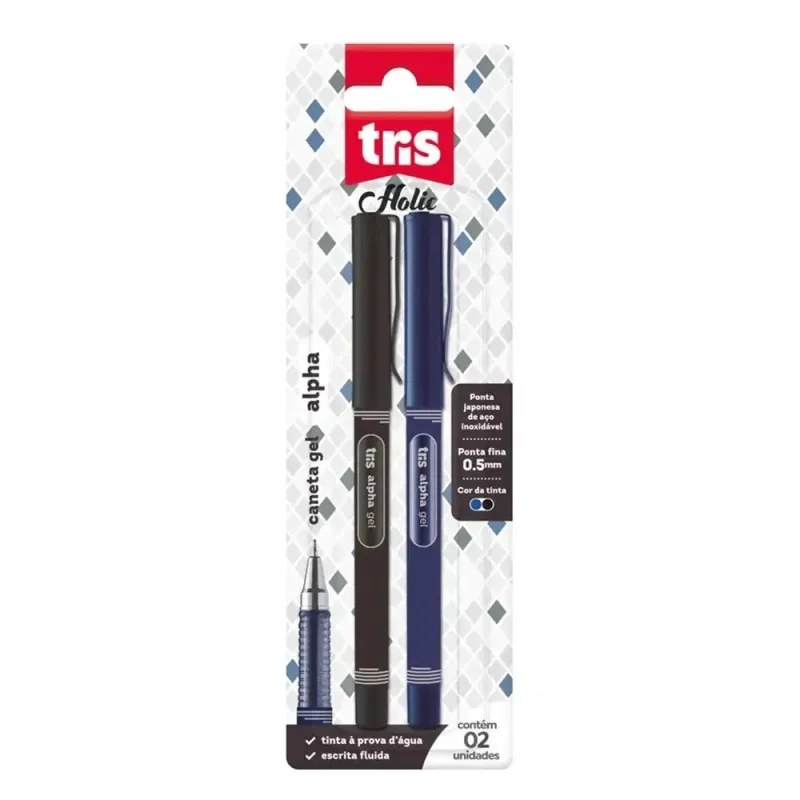 Caneta Gel Fancy Alpha c/ 2und, Tris