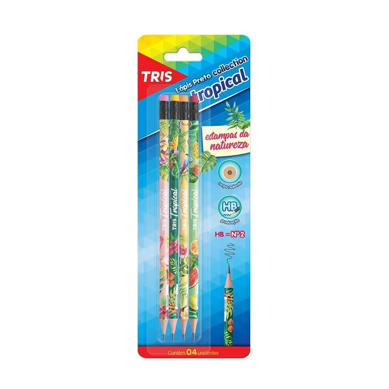Lápis Collection Tropical 4 Un Tris HB Lapis pto collection tropical cart 4 un