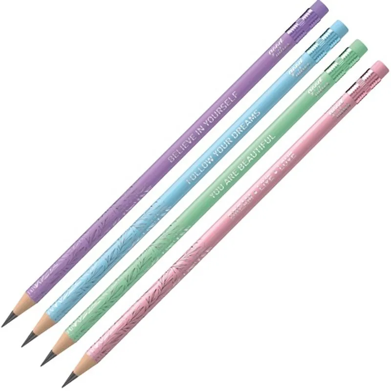Lápis Preto Grafite hb borracha Tris Good Vibes 4 unidades