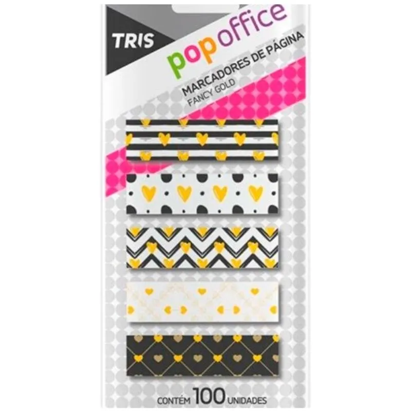 Notas adesivas Marca páginas papel Pop Office Gold Tris Brc