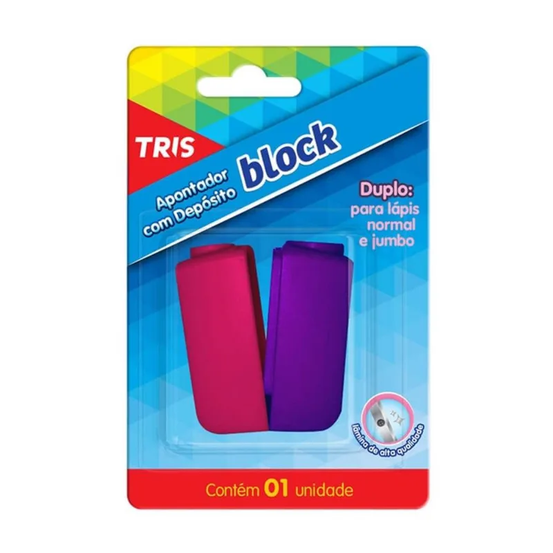 Apontador Com Deposito Block Rosa Blister Com 1 Unidade - Tris
