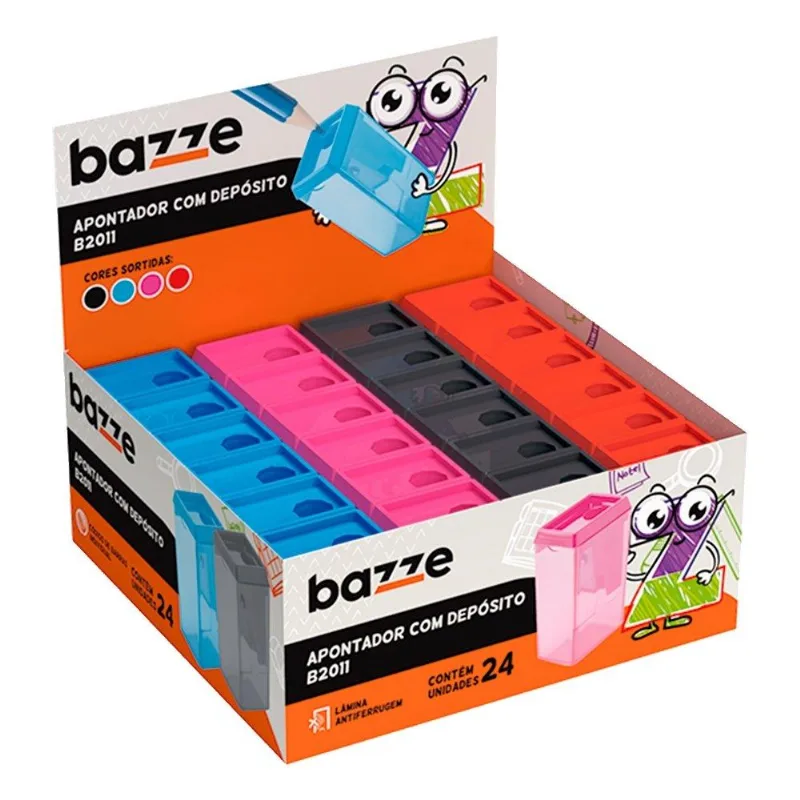 Apontador Bazze B2011 Com Depósito - Embalagem Com 24 Unidades