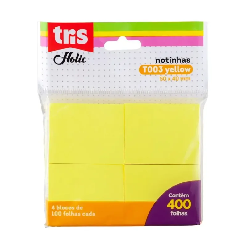 Bloco de Recado Auto Adesivo 50mmx40mm 100 Folhas com 4 Unidades