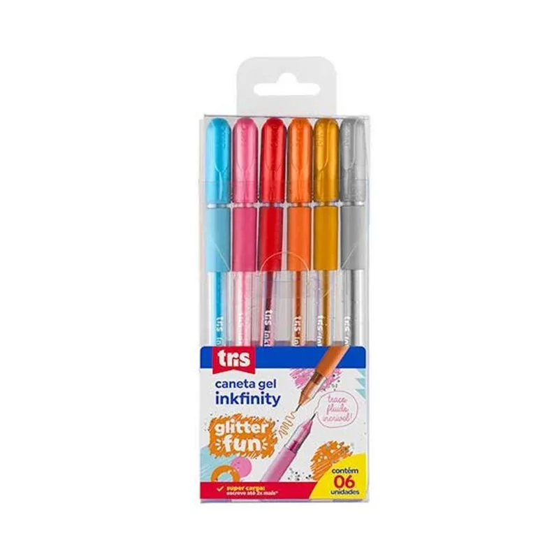 Caneta Gel Tris Infinity Glitter 6 Unidades CANETA GEL TRIS INFINITY GLITTER 6UN