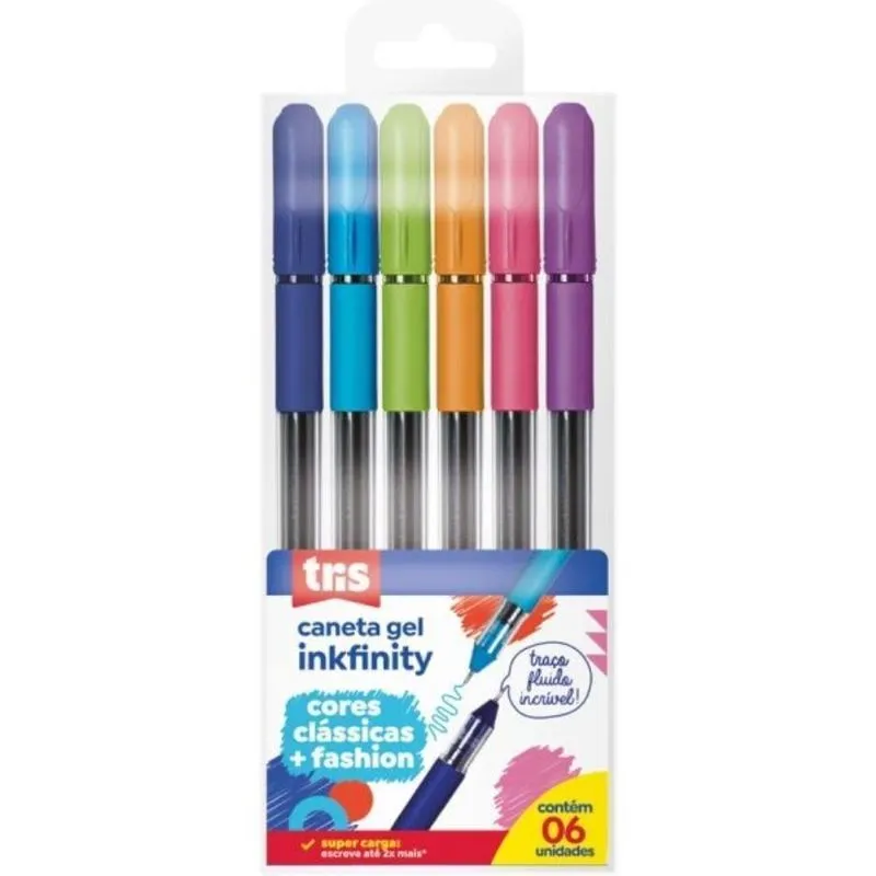 Caneta Gel Tris Inkfinity 6 Cores Summit Estojo