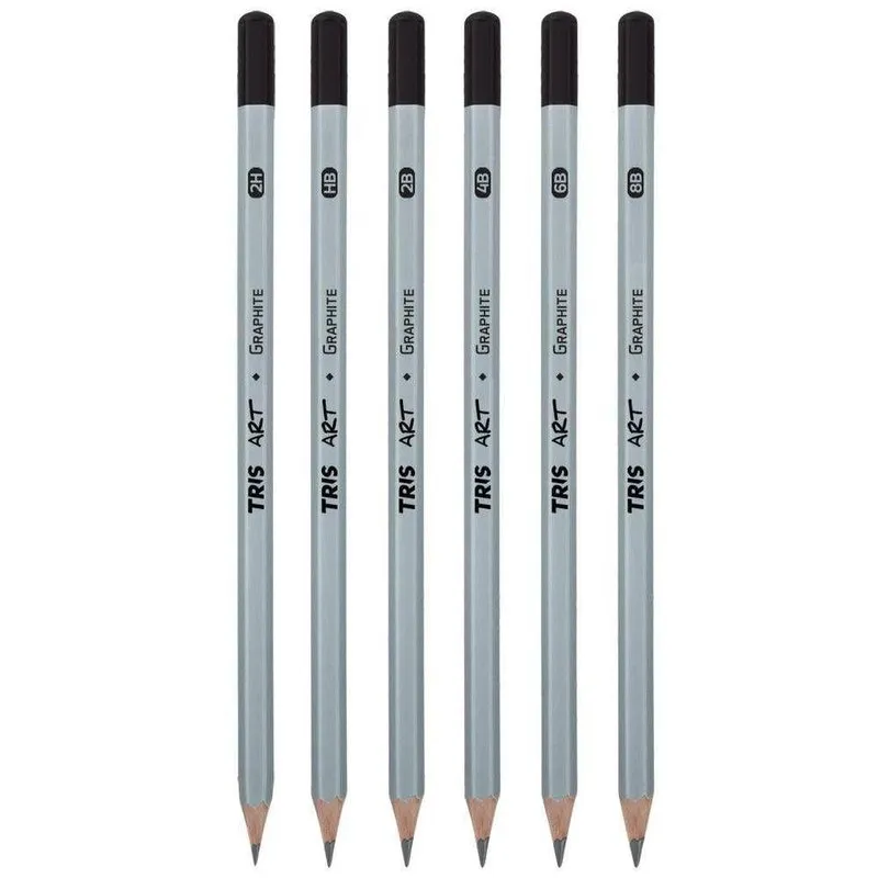 Lápis Preto Técnico Tris Graphite 6 Graduações + Apontador