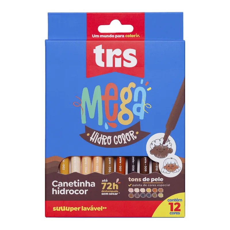 Canetinha Hidrocor Tris Mega Tons de Pele com 12un
