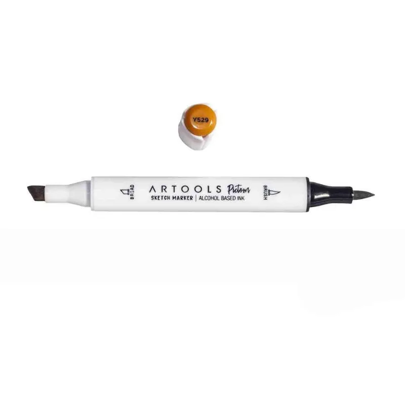 Marcador Ponta Dupla Pictom Artools Y529 Amarelo