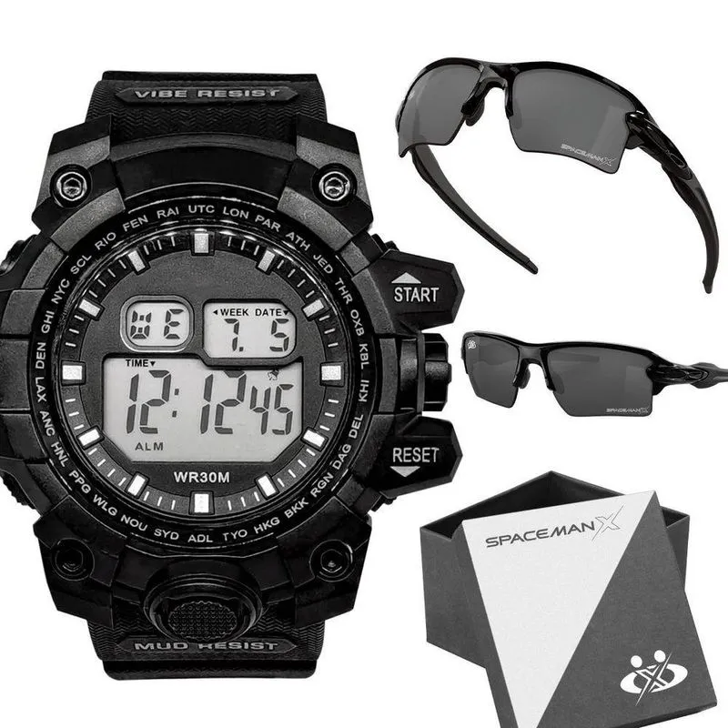 Oculos Proteção Uv + Relogio Masculino Digital Prova Dagua