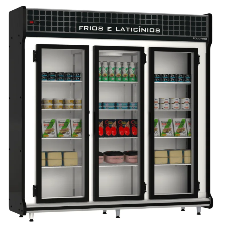 Refrigerador/expositor Auto Serviço 2,00m 3 Portas 1333l Bebidas Cód 2153 Preto Polofrio - Temperatura -2 A +3°c E Iluminação Led 220v Polofrio