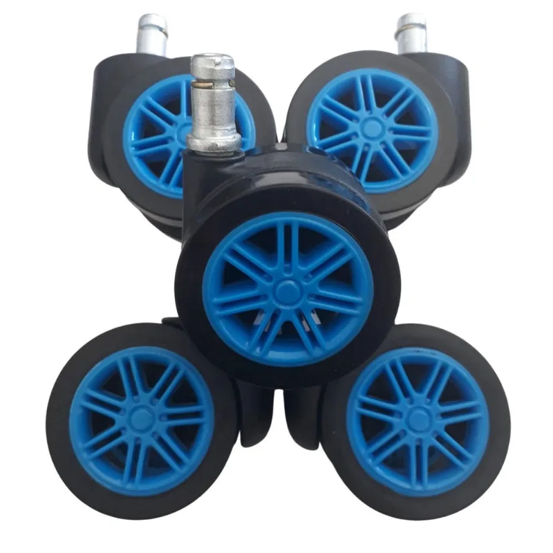 Rodizio Para Cadeira Gamer Azul Roda De Poliuretano Kit S55