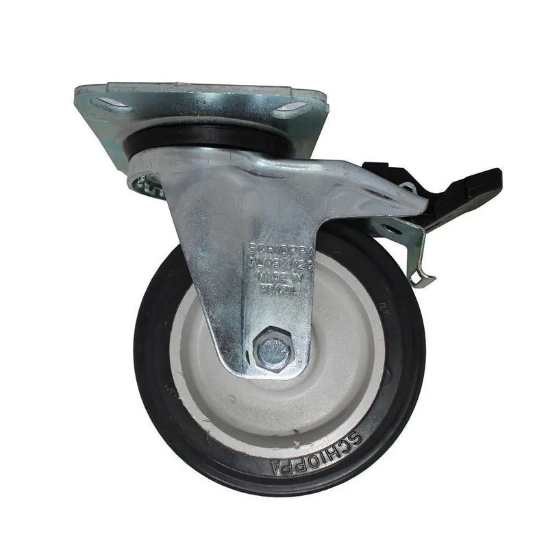 Rodizio Giratório Para Carrinhos Pvc Com Freio Gl 312 Bpn G