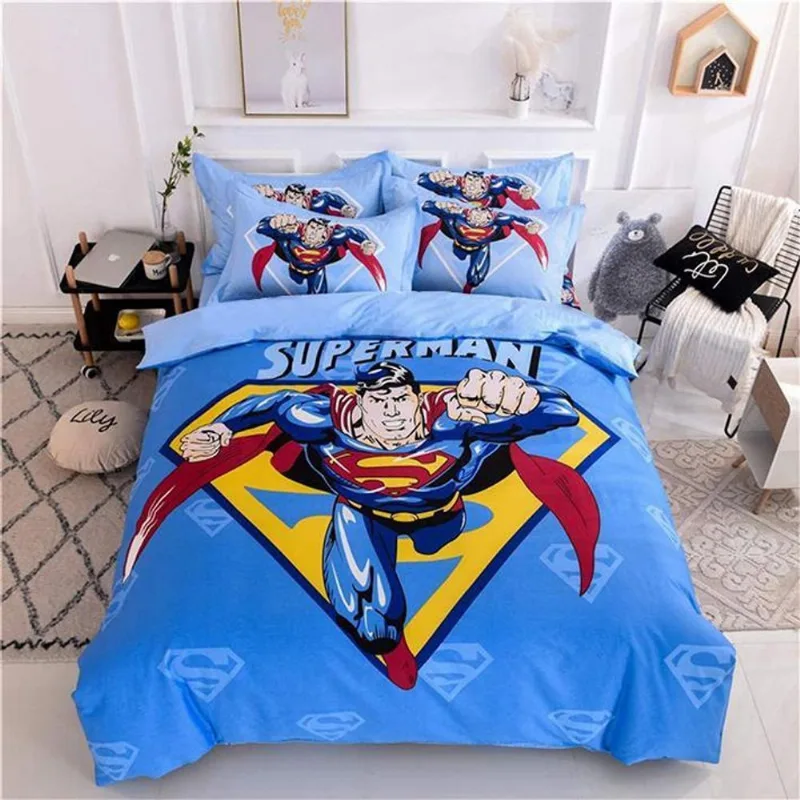 Jogo de cama infantil super-homem 4 peças solteiro king