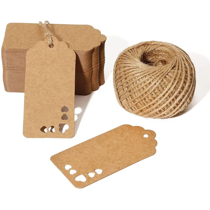 Tags Kraft Coração Com Cordão Sisal - 100 Un