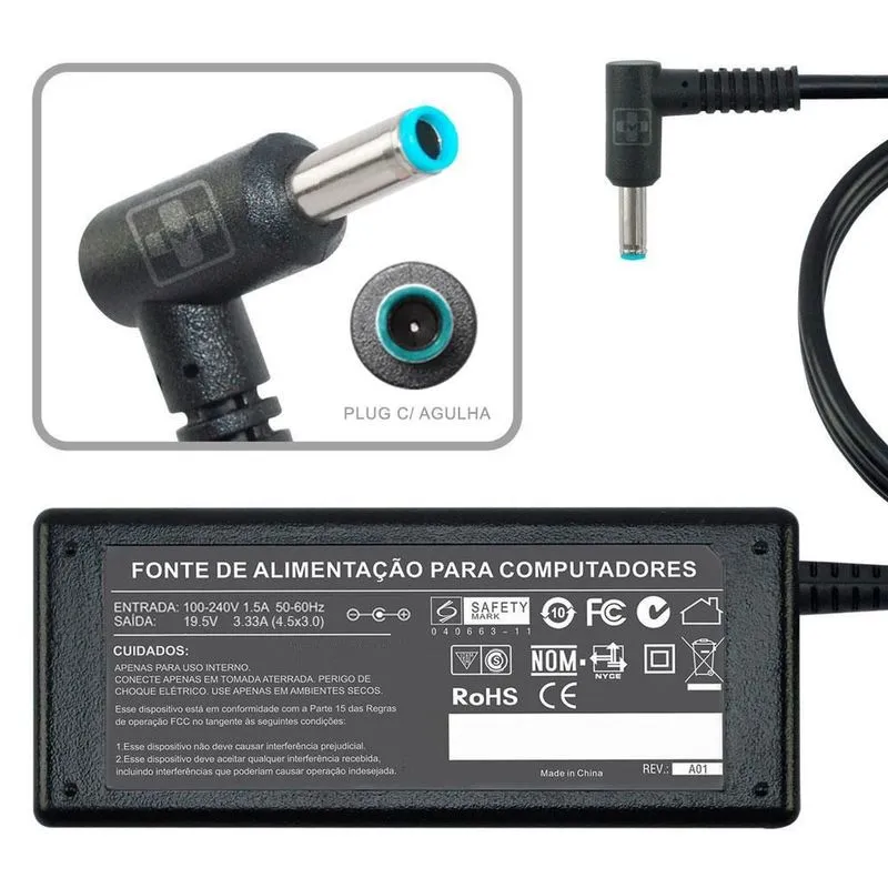 Fonte Carregador Para Hp 15-f039wm Tpn-q129 19,5v 3,33a 761