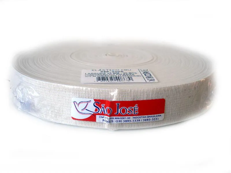 Elastico Sao Jose Branco 25 Mm 25 Mts