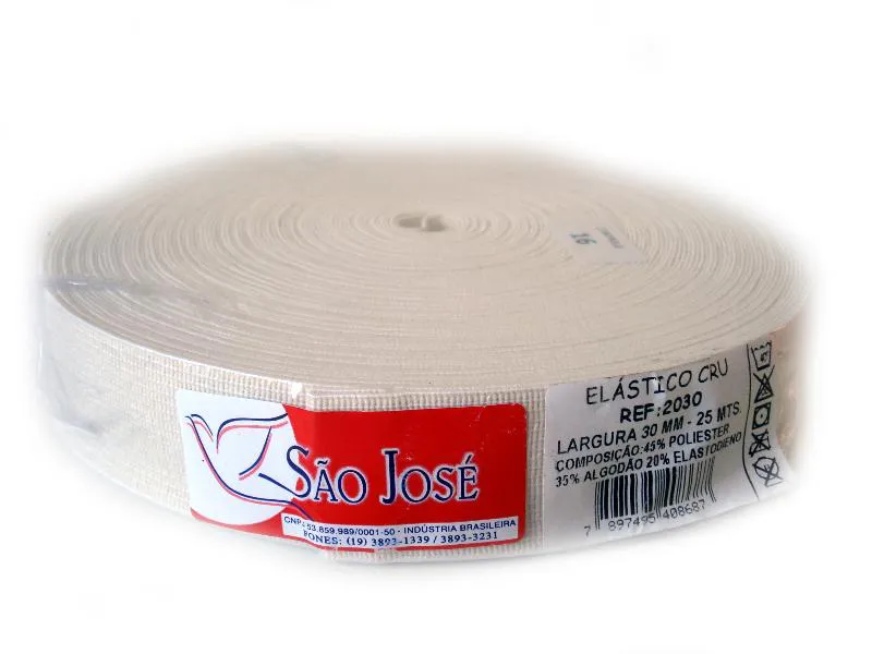 Elastico Sao Jose Branco 30 Mm 25 Mts