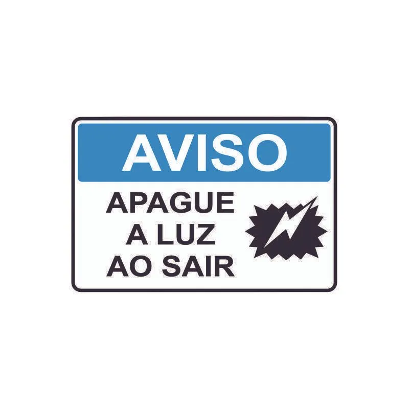 Placa De Sinalização Pvc Apague A Luz Ao Sair