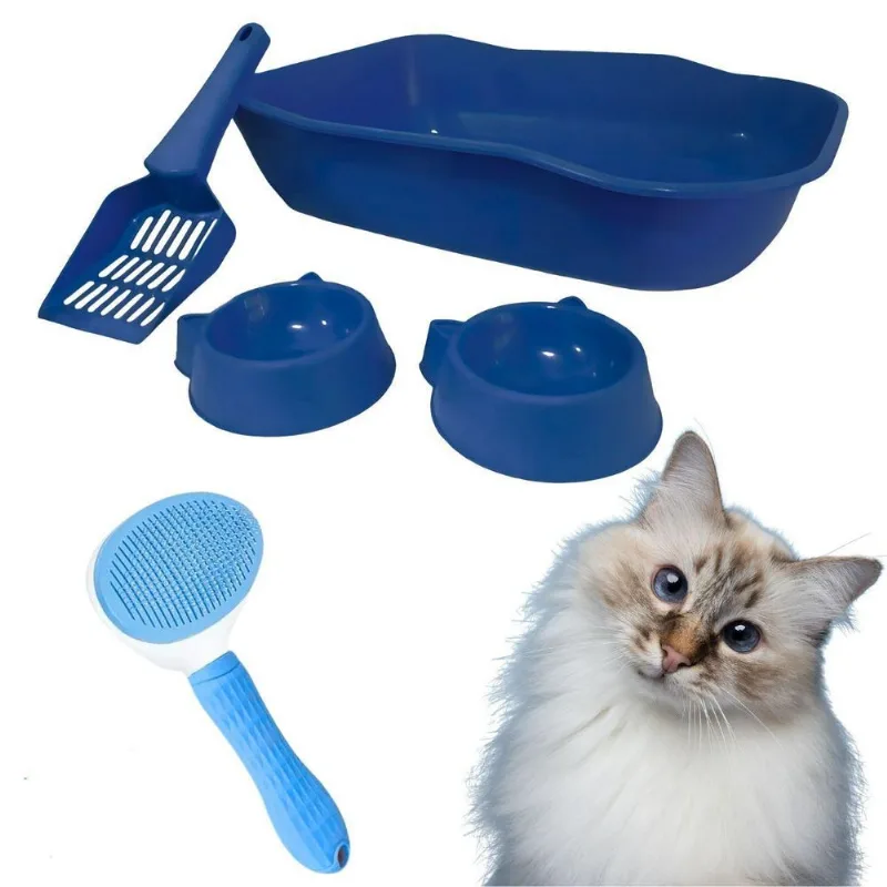 Kit Higiênico Caixa De Areia E Escova Rasqueadeira