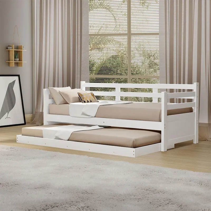 Bicama Solteiro Enjoy Com Cama Auxiliar Madeira Maciça Branca
