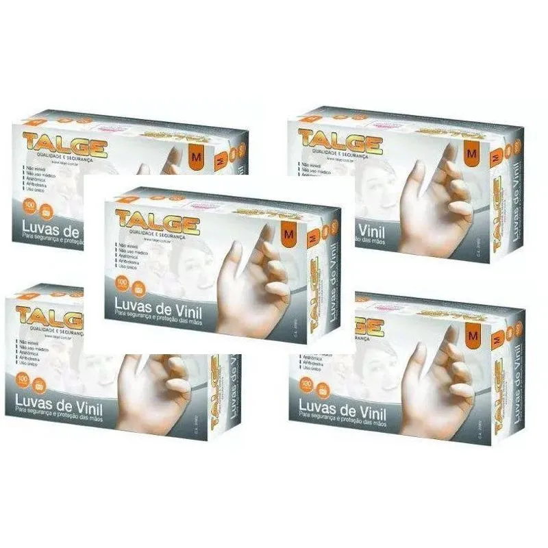 500 Luva Vinil Tamanho M Com Pó - Marca Talge (5pcts)