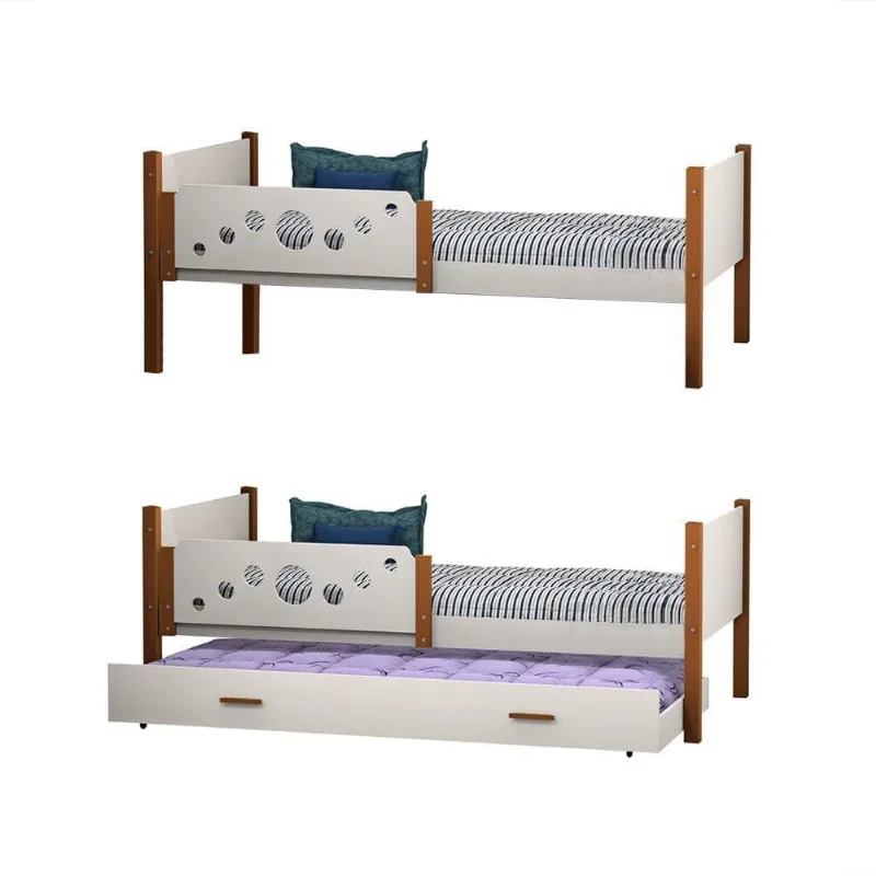 Kit Cama Infantil Star com Auxiliar MDF Branco com Mel Divaloto Móveis